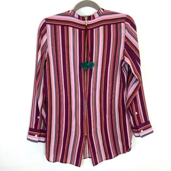 NWT Figue 100% silk striped button front blouse S - Picture 4 of 6